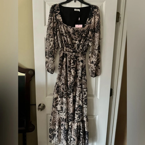 Avec Les Filles maxi chiffon dress, size 6, equestrian print, NWT - Picture 2 of 6
